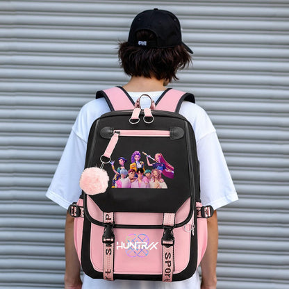 Mochila Escolar para Alunos KPop Demon Huntes Mochila Diária 2025 Mochilas com Estampa de Filme Quente para Meninas e Meninos com Porta USB para Laptop