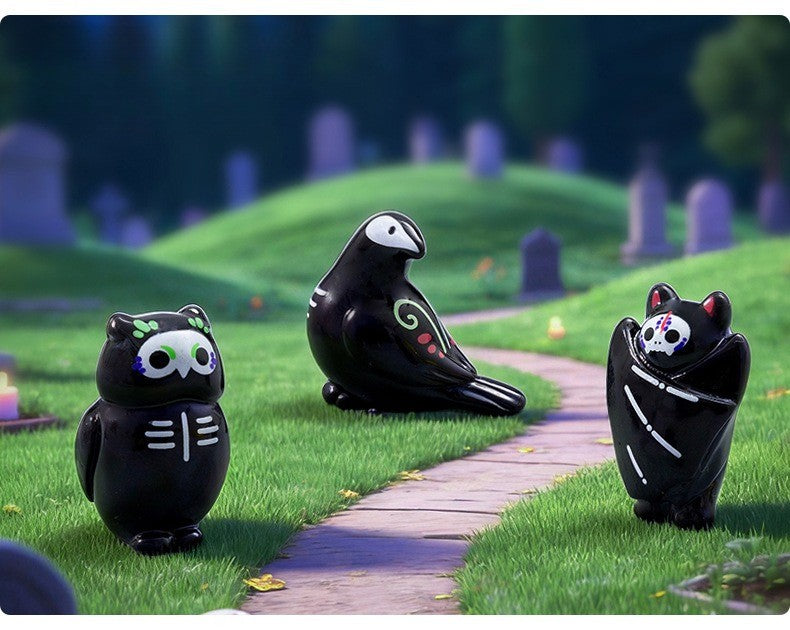 10-100pcs Halloween Mini Funny Ghost Owl Bat Figurine Desktop Decoration DIY Accessories Resin Micro Landscape Home Decorations