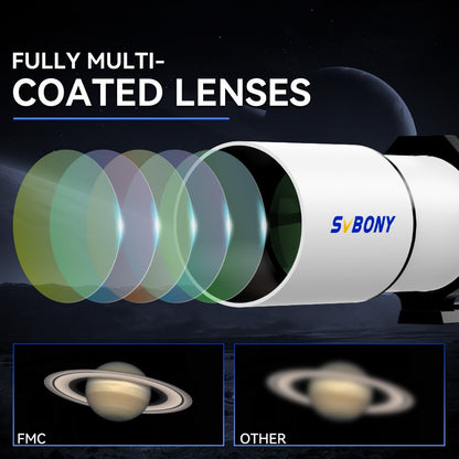 Svbony SV48P 102mm Telescópio Refrator Acromático OTA com Foco Dual-Speed RAP de 2.5" e Placa de Montagem em Cauda de Andorinha
