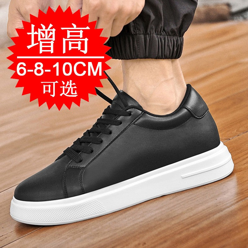 Heightening Casual Shoes Fashion PU Leather Elevator Shoes for Men 6cm 8cm 10cm Invisible Height Increase White Sneakers Cortex