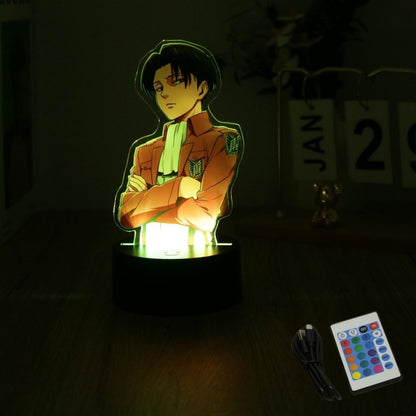 Anime Figures Attack on Titan 3D Lamp LED Night Light RGB16 Colors Lamps Remote Standing Sign Decor Bedroom Home Kids Toys Gifts