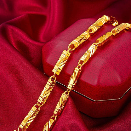 Colar Masculino Banhado a Ouro Estilo Hip Hop Cor Hexagonal 6mm-8mm Joia da Moda Festa Presente de Aniversário