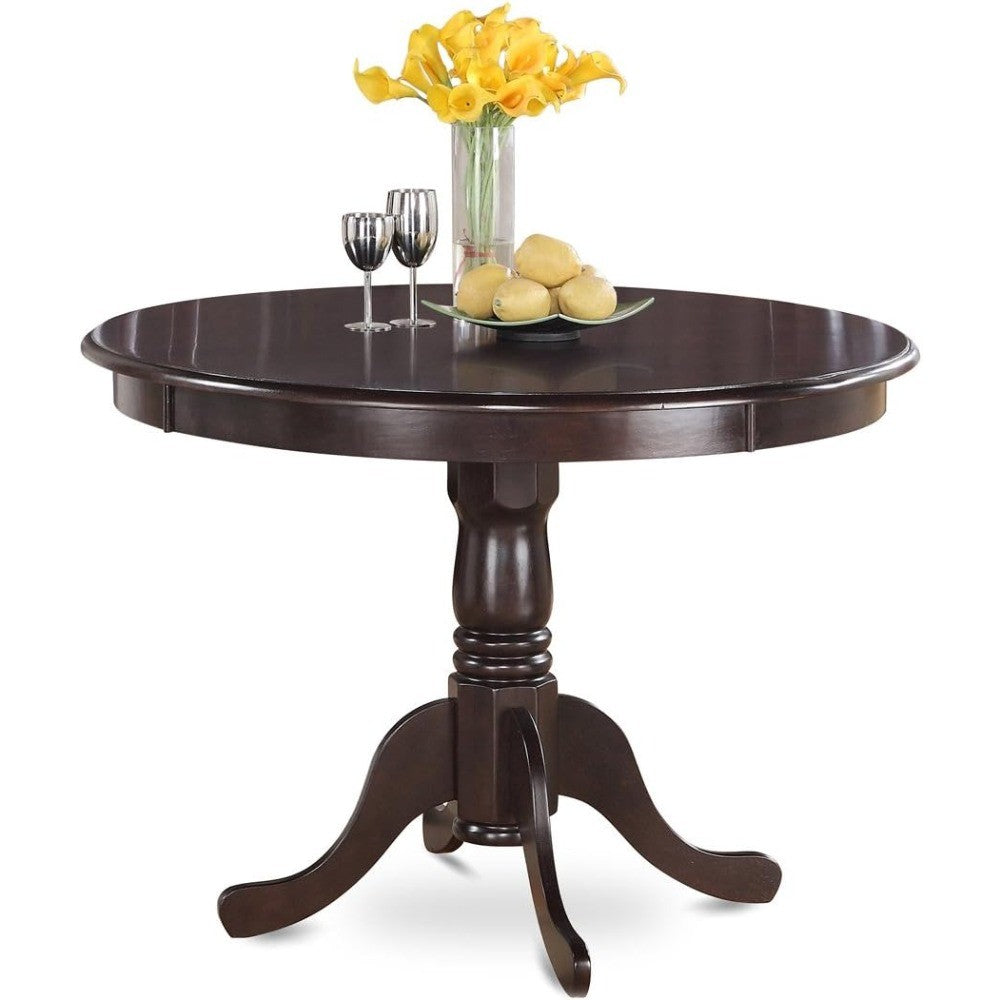 Antique Round Dining Table Made Of Sturdy Wood, Round Table Top With Clean Finish, Ideal