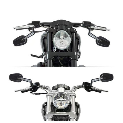 Espelhos retrovisores musculosos de motocicleta 8MM com piscas de LED para Harley VRSCF V-Rod 2009-2017 2016 2015 2014 1 Par Preto/Prata