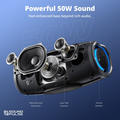 Tronsmart Mirtune S100 Speaker Bluetooth Powerful Speaker with 50W, IPX7 Waterproof, Retractable Handle, Built-in Powerbank