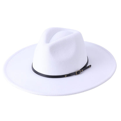 Wool Warm Wide Brim Fedora Hats Women Solid Color Top Jazz Felt Hat For Men Panama Gamble Yellow Hats