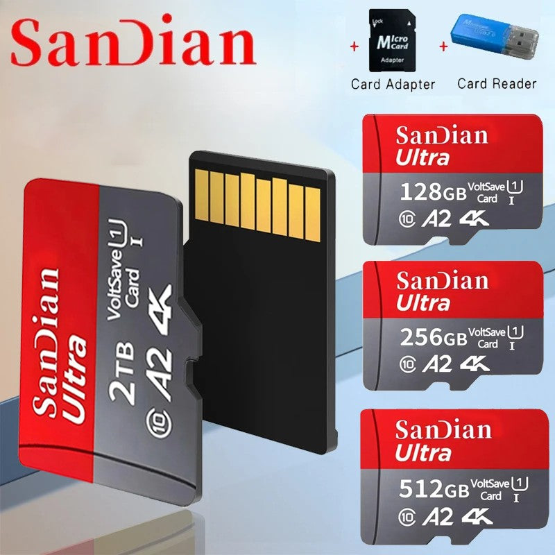Cartão SD Original 2TB Cartão de Memória de Grande Capacidade 128GB/256GB Mini Cartão TF 512GB Cartão Flash de Alta Velocidade para PC/Desktops/Mac/Câmeras
