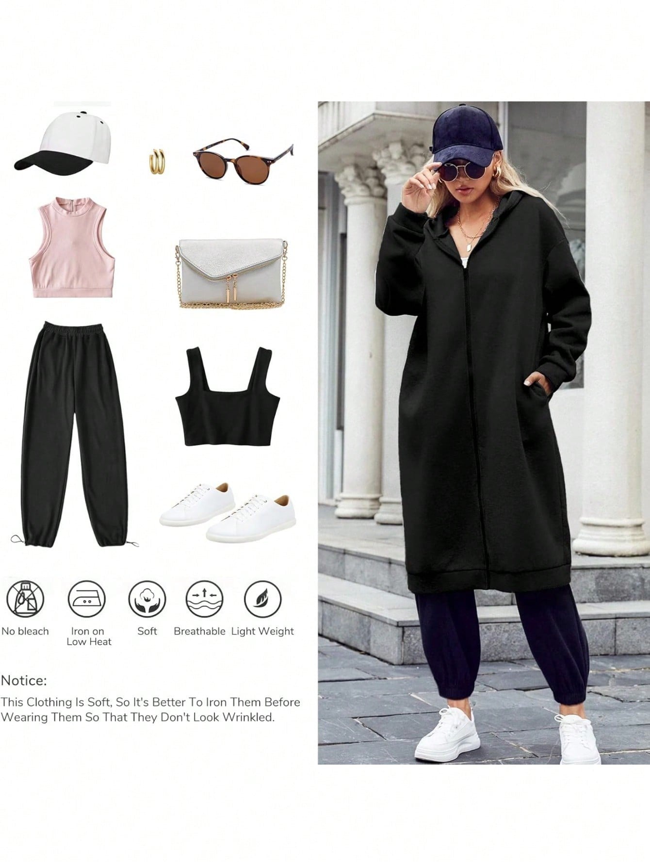 Fisoew lined Winter Coat Women Zip Up Hoodie Warm Long Tunic Sweatshirt With Pockets Outdoor Streetwear Jacket