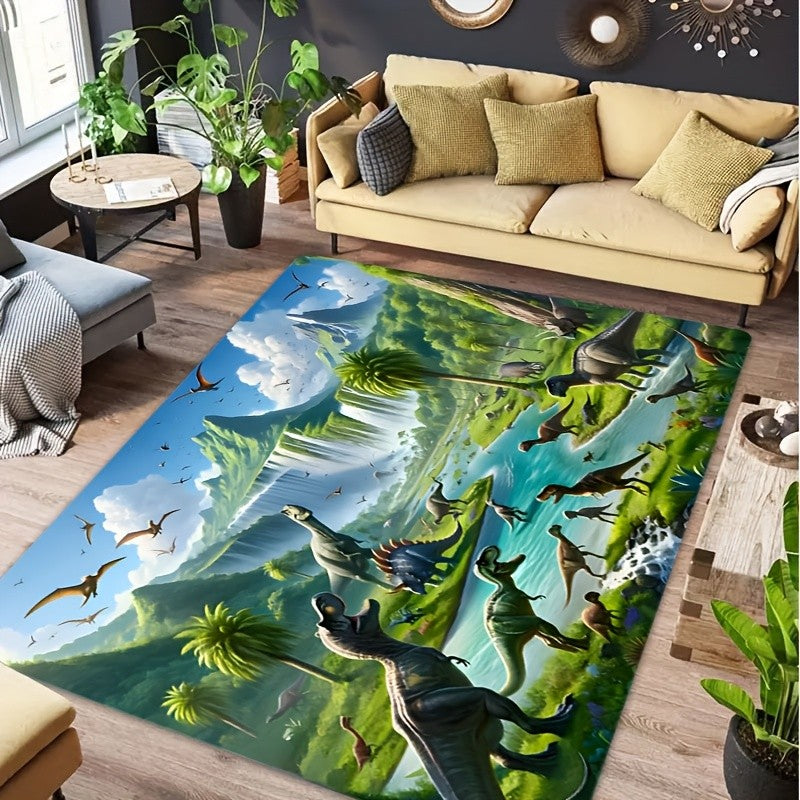 Dinosaur World doormat - A vibrant prehistoric scene in children's rooms, perfect for home decor and dinosaur enthusiasts