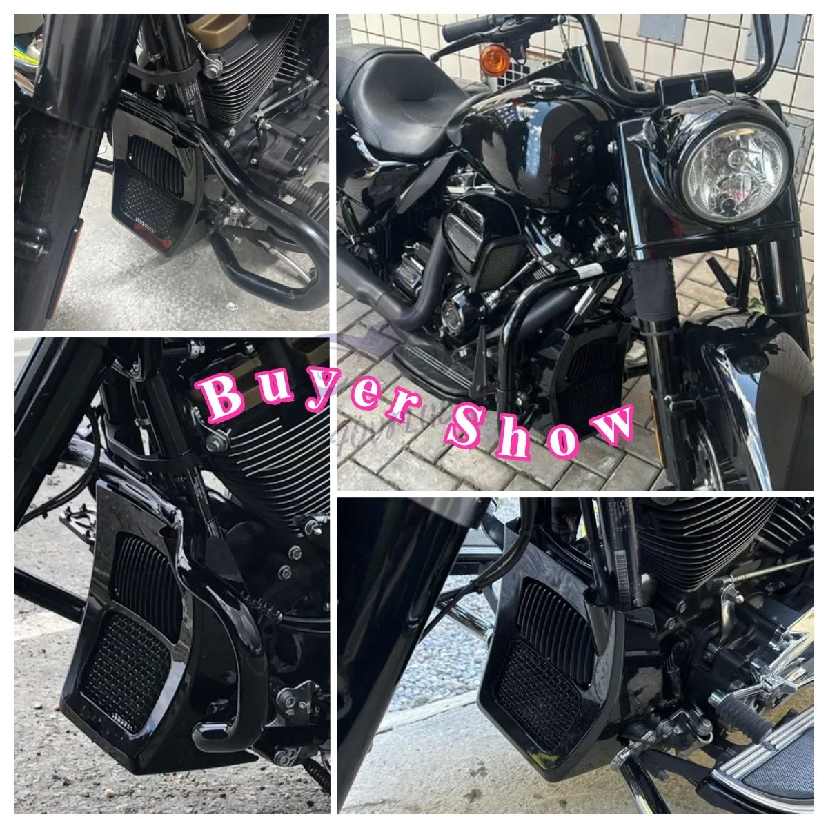 Carenagem de Moto Spoilers Dianteiros Capa de Radiador Queixo para Harley Road King Electra Street Glide FLHR FLTRX 17-2025 Preto Brilhante