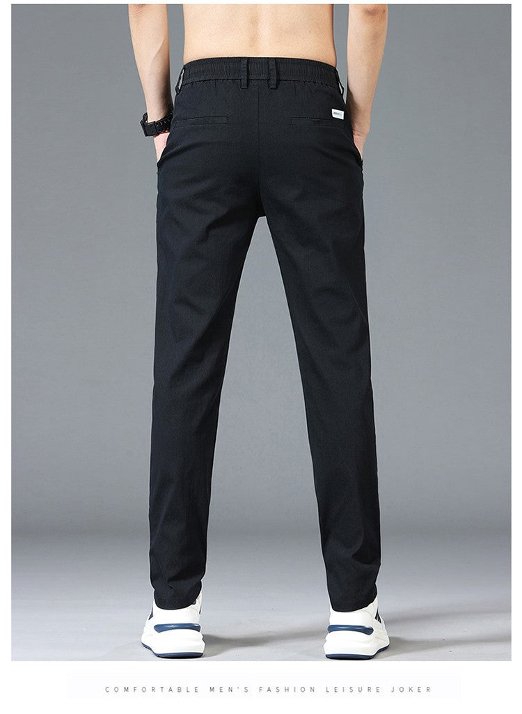 6 Colour Summer Men's Classic  Cotton Solid Color Fashion Business Casual Pants Elastic Waist Korean Fashion Men Clothing 28-38