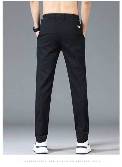 6 Colour Summer Men's Classic  Cotton Solid Color Fashion Business Casual Pants Elastic Waist Korean Fashion Men Clothing 28-38