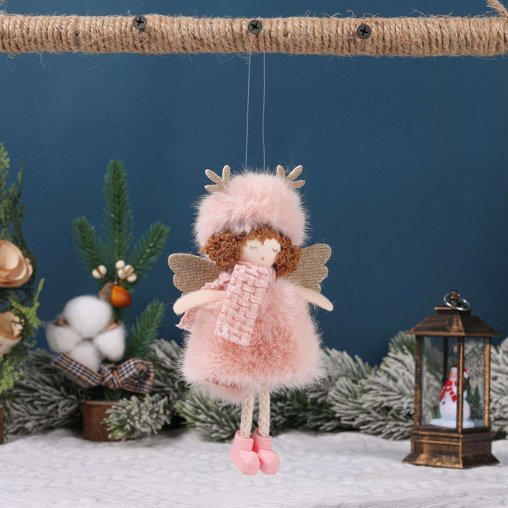 Christmas plush antlers angel girl pendant Christmas tree pendant creative doll pendant gift