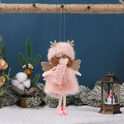 Christmas plush antlers angel girl pendant Christmas tree pendant creative doll pendant gift