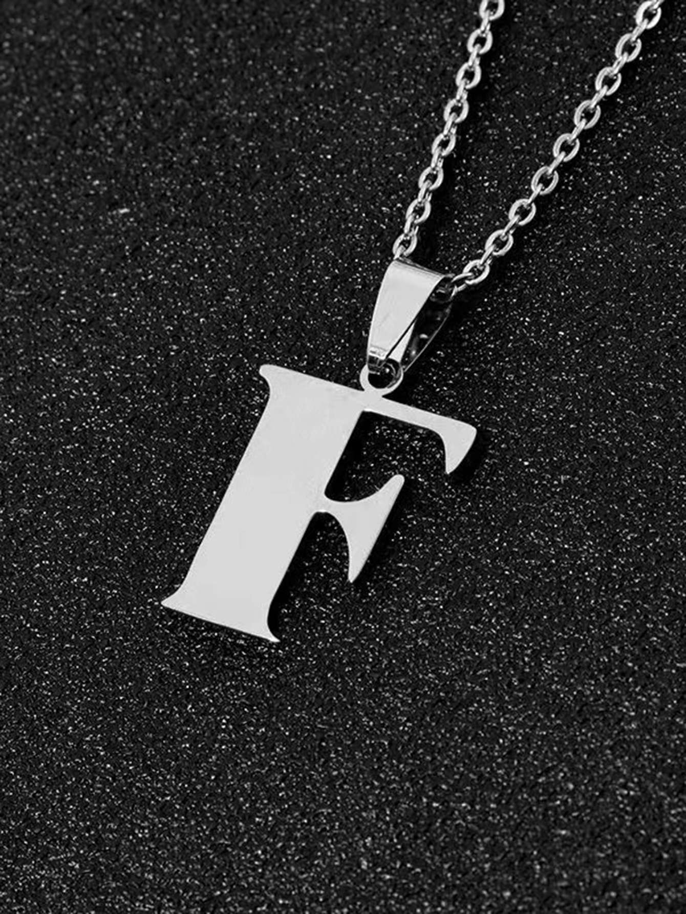 DGIDDK Aço Inoxidável Moda Simples A-Z Colar de Letra Pequena Pingente Inicial Corrente Fina Alfabeto Joia de Presente para Homens e Mulheres