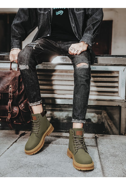 Botas Masculinas Grandes 48 Botas de Motocicleta Cano Curto Masculinas Impermeáveis para Caminhada Chelsea de Inverno Botas Retrô Confortáveis Botas Masculinas
