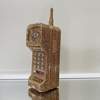 XIYUAN Newest Cellphone Shaped Rhinestone Evening Clutch Purse Luxury Diamond Wedding Party Bag Lady Pink Crystal Bridal Handbag