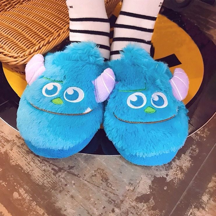 Pantufa de Anime Universidade Monstros Disney Monstros SA Mike Wazowski Sullivan Quente de Inverno Antiderrapante Desenho Animado Sapatos Domésticos