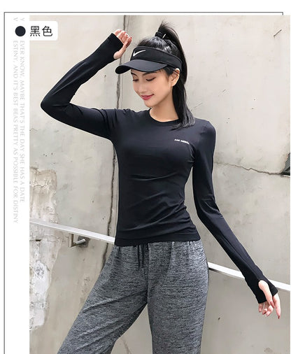 Fitness Tops Women Tight Sports Long Sleeve Yoga Clothing Running Training Clothes Gym Workout Shirt Comfortable Training Cloth