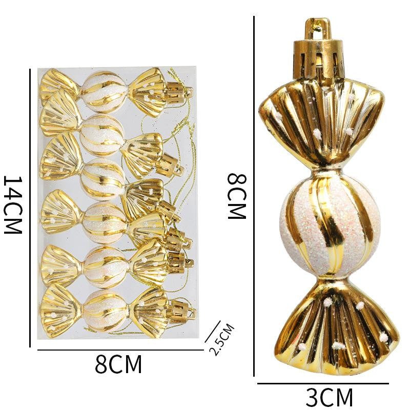 6PCS/Box DIY Christmas Tree Decoration Pendant Electroplating Candy Xmas Ball Window Door Hanging Ball 2025 Happy New Year