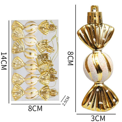 6PCS/Box DIY Christmas Tree Decoration Pendant Electroplating Candy Xmas Ball Window Door Hanging Ball 2025 Happy New Year