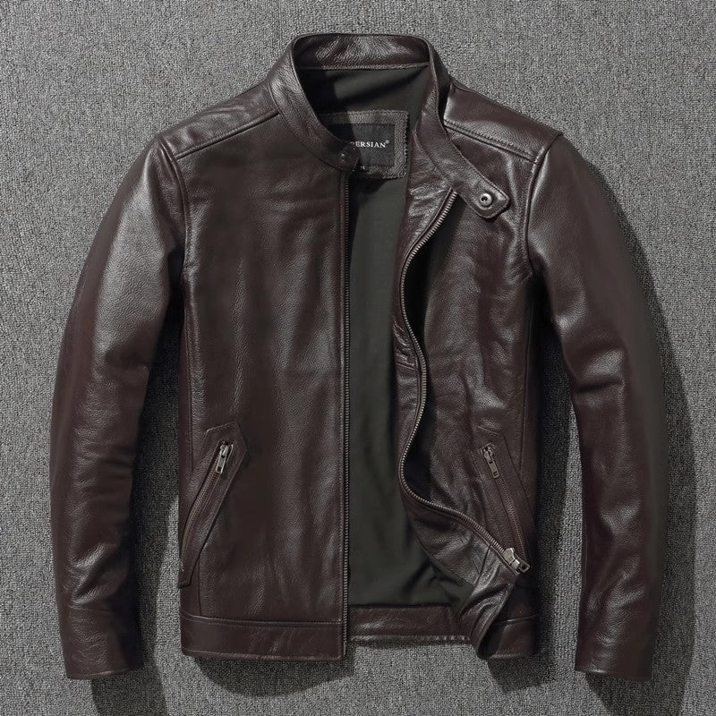 YR!Wholesales.Plus size.Men Classic casual leather jacket.super sales origin natural cowhide coat.slim short leather cloth