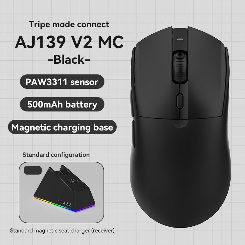 Mouse Gamer Sem Fio AJAZZ AJ139 V2 MC/AJ139 PRO Sensor PAW3311/PAW3395 12000DPI/26000DPI 500mAh Mouse Bluetooth Para PC