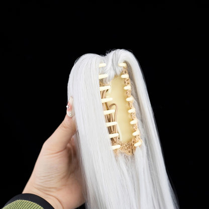 Peruca Sintética L-email wig Sousou no Frieren Frieren Cosplay 90cm Prata Branca Peruca com Dois Rabos de Cavalo Perucas de Halloween
