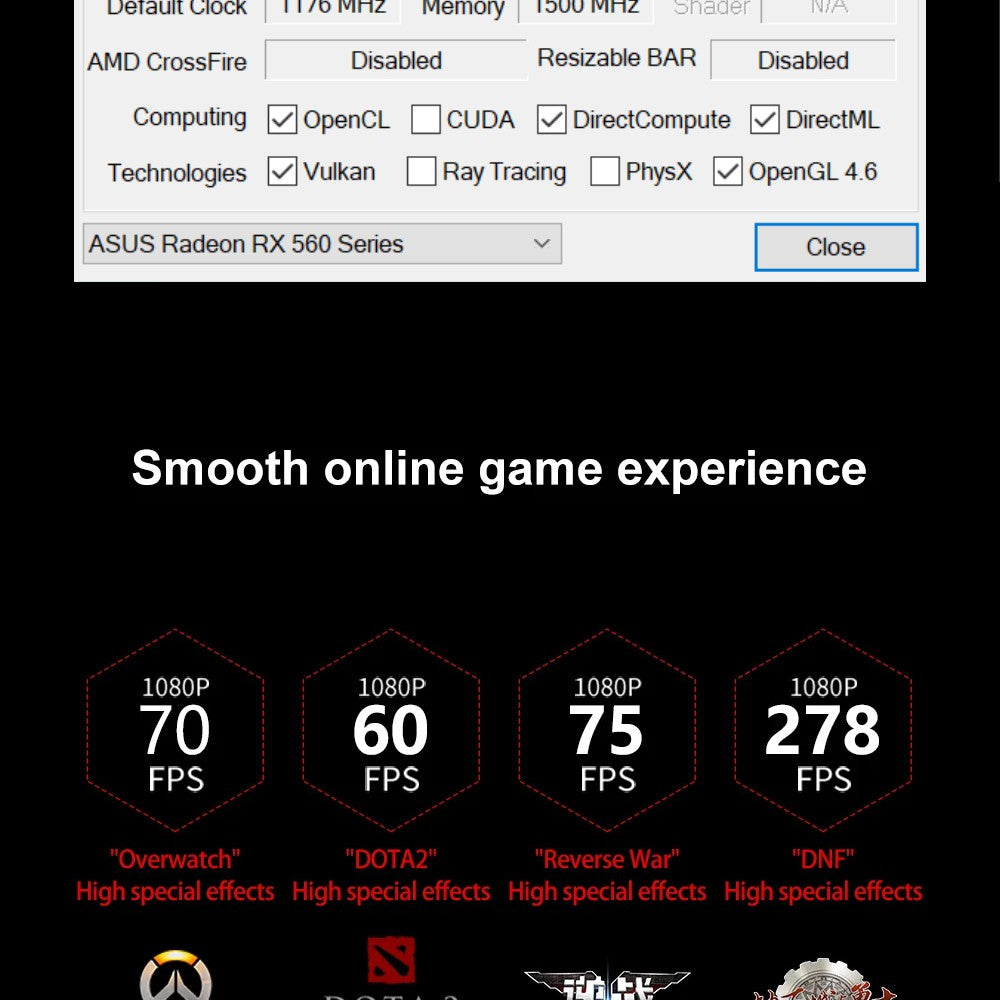Placa de Vídeo SEJISHI AMD RX560 4G Nova para Jogos de E-Sports, Design para Escritório, Computador de Mesa de Alta Definição, Placa Gráfica Independente