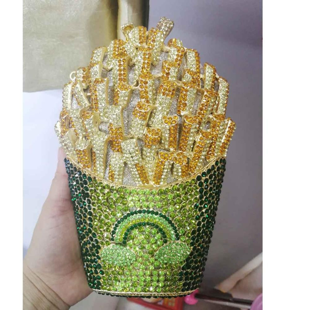 Chips Diamond Women Clutches Bags Lady Evening Clutch Bags Dinner Purse Party Handbag Crystal Evening Pink Yellow Bag SC798