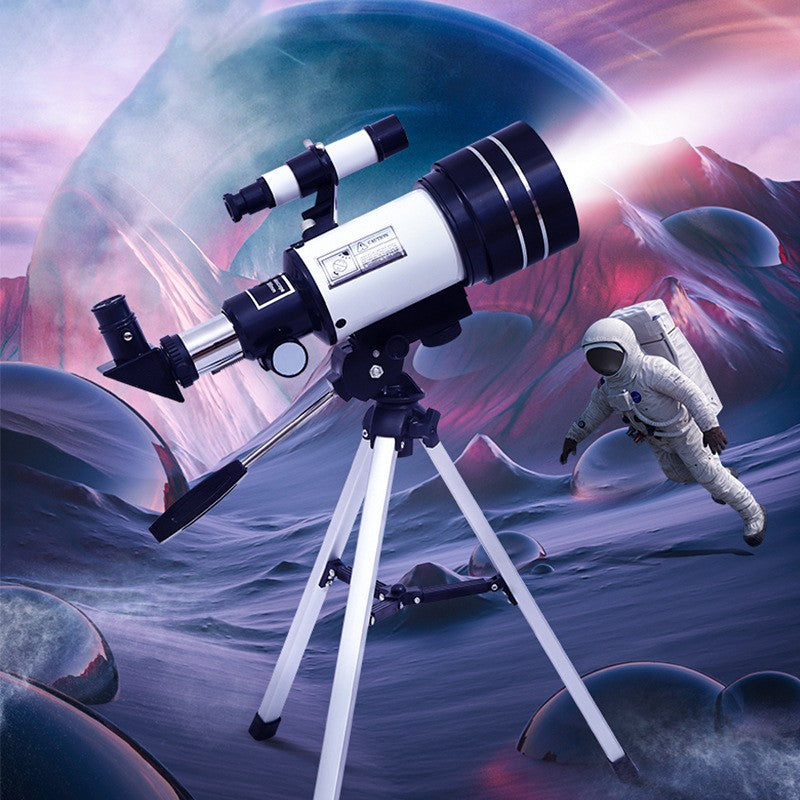 Telescópio 70mm Abertura 300mm para Iniciantes em Astronomia - Telescópio FM70300 com Tripé e Acessórios, para Observação da Lua e Estrelas