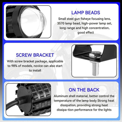 2pcs Motorcycle Led Headlight 12V High Bright Led Lights Lamp for Motorbike Moto Led Auxiliary Spotlights