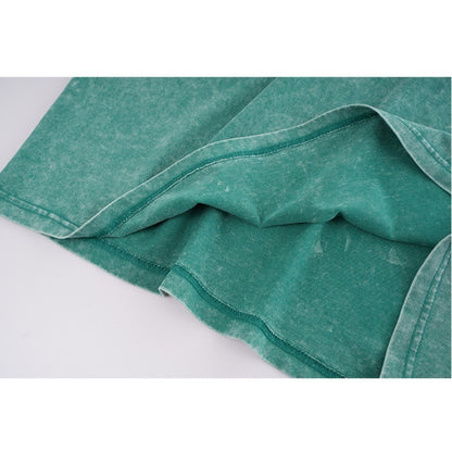 230g retro fried snowflake washed T-shirt Europe and the United States cross-border cotton t loose bottoming round neck pullover