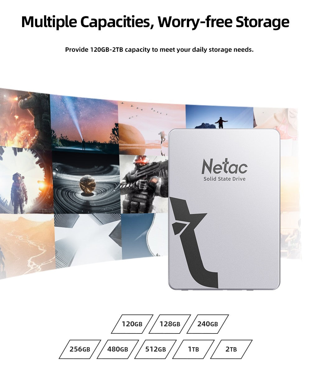 Netac SSD 1TB 2TB 4TB 128GB 256GB 512GB SSD SATA SATA3 2.5 hdd hd SSD Disco Rígido Unidade de Estado Sólido Interno para laptop pc