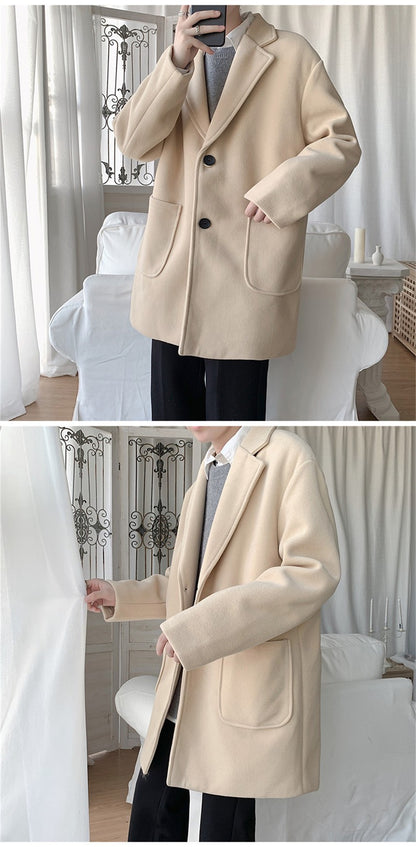 VERSMA Japanese Trendy Causal Vintage Winter Thick Wool Trench Coat Men Autumn Oversized Long Sleeve Male Overcoat Plus Size 5XL