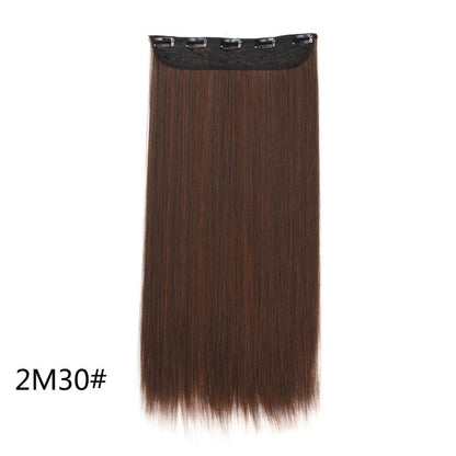 Alongamento de Cabelo Sintético Invisible Hair Extensions com 5 Clipes, 60cm, Liso, Resistente ao Calor, para Mulheres