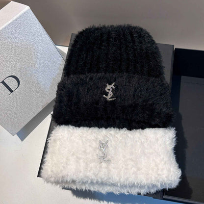 Soft Warm Slouchy Beanie for Women Outdoor Winter Hat with Ear Flaps Fashion Stretchable Skull Cap Face Slimming