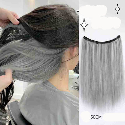 Extensões de Cabelo Sintético em V de uma Peça com 4 Clips Cabelo Liso Longo Peruca Cor 50CM Cabelo Falso Natural