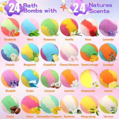 Bombas de Banho para Crianças com Surpresa Dentro, 24 Unidades de Efervescentes de Banho de Espuma Naturais Orgânicos para Meninas e Meninos com Brinquedos de Banho Dentro