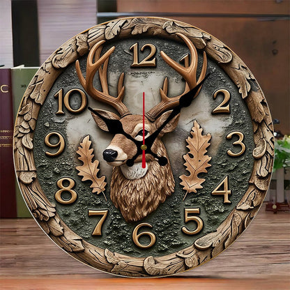 Wilderness And Animals Wooden Round Silent Hanging Wall Clock,Suitable For Living Room,Office,Study Room,Bedroom,Home Decoration