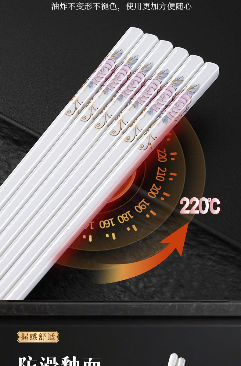 Novo conjunto de hashis de cerâmica à prova de quedas, antiderrapante, de grau alimentício, resistente à umidade, de alta temperatura, talheres chineses, hashis de sushi