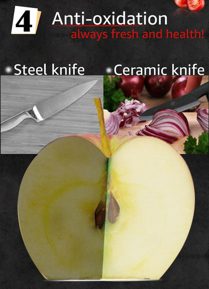 Conjunto de Facas de Cerâmica para Cozinha, 3 4 5 6 polegadas, Faca do Chef, Utilitária, para Fatiar, Cortar Frutas, Legumes, Comida de Bebê, para Descascar, Cabo Antiderrapante