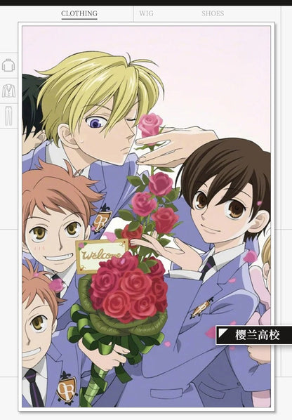 Ouran High School Host Club Haruhi Fujioka Cosplay Costume DK Uniform Purple Suit Anime Roleplay Men Women Full Set