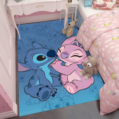 MINISO Stitch Cartoon Area Rug Blue Pink Living Room Decor Carpet Bedroom FloorMat Soft Comfy Rug for Disney Lovers Kids PlayMat