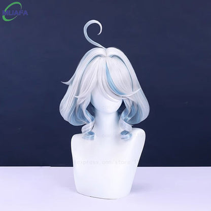 Really High Quality Fontaine Focalors Cosplay Wig Long Short Furina Wigs Blue White Curly Heat Resistant Hair Anime Wigs +WigCap