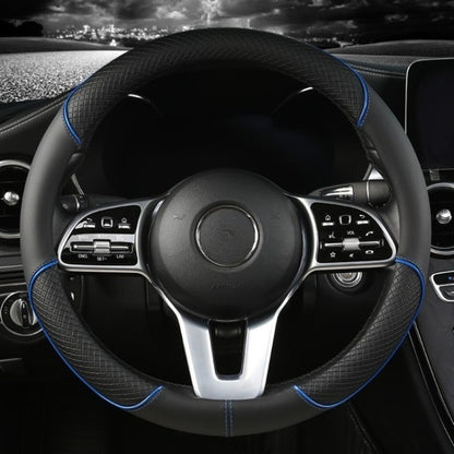Capa de Volante de Couro All Seasons Diamond Ajuste Universal para 14,5-15 polegadas Capa de Couro Durável Design com Veias Antiderrapantes