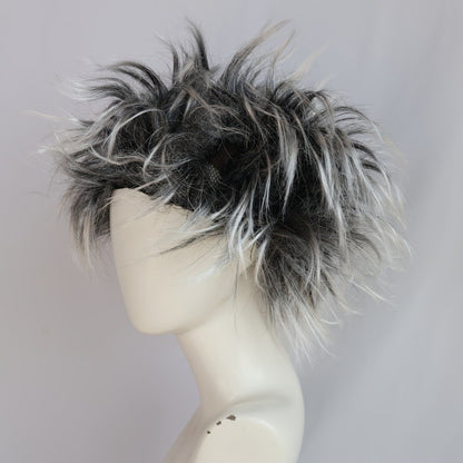 Peruca sintética universal para mendigo, peruca engraçada de louco para cosplay de homem e mulher, peruca de louco bagunçado, peruca de homem selvagem
