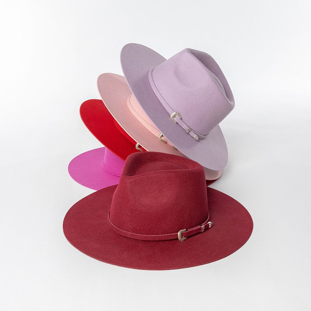 Chapéu Fedora de Feltro 100% Lã Australiana com cinto de feltro e aba larga de design moderno