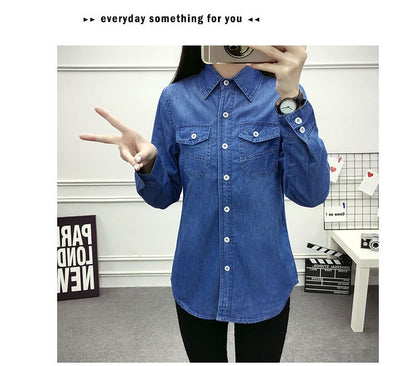 2022 Casual winter Autumn warm thick fleece denim Blouses Women Ladies Tops Women Blouses Long Sleeve Shirt clothe S-3XL