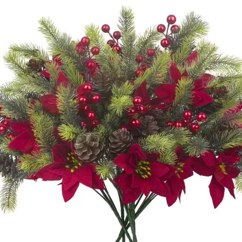 Artificial Flowers Maintenance-Free Christmas Bouquet Red Berry Decoration Festive Holiday Artificial Flowers For Festive Home